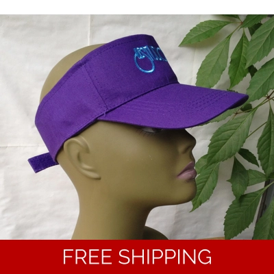Unisex Purple Sun Visor Hat White & Blue Logo